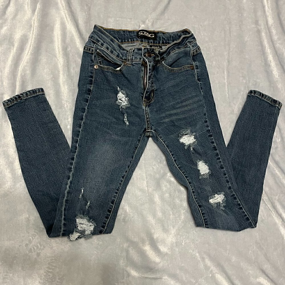 Stag Super Skinny Distressed Jeans size 5 Juniors